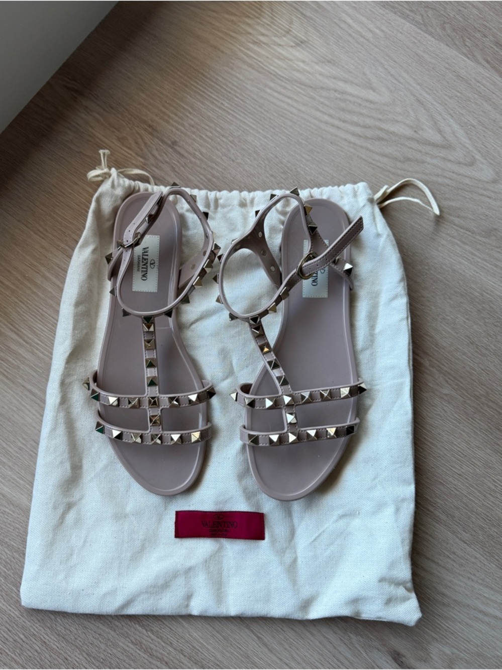Valentino Pink Nude Rockstud Sandals